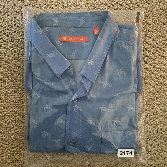 TORI RICHARD Honolulu Aloha Hawaiian Honu Sea Turtle Collared Shirt Men XL - Picture 6 of 6